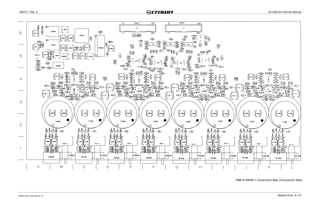 Crown Audio IQ-USM 810 service manual PWA #128049-1 Component Map Component Side 