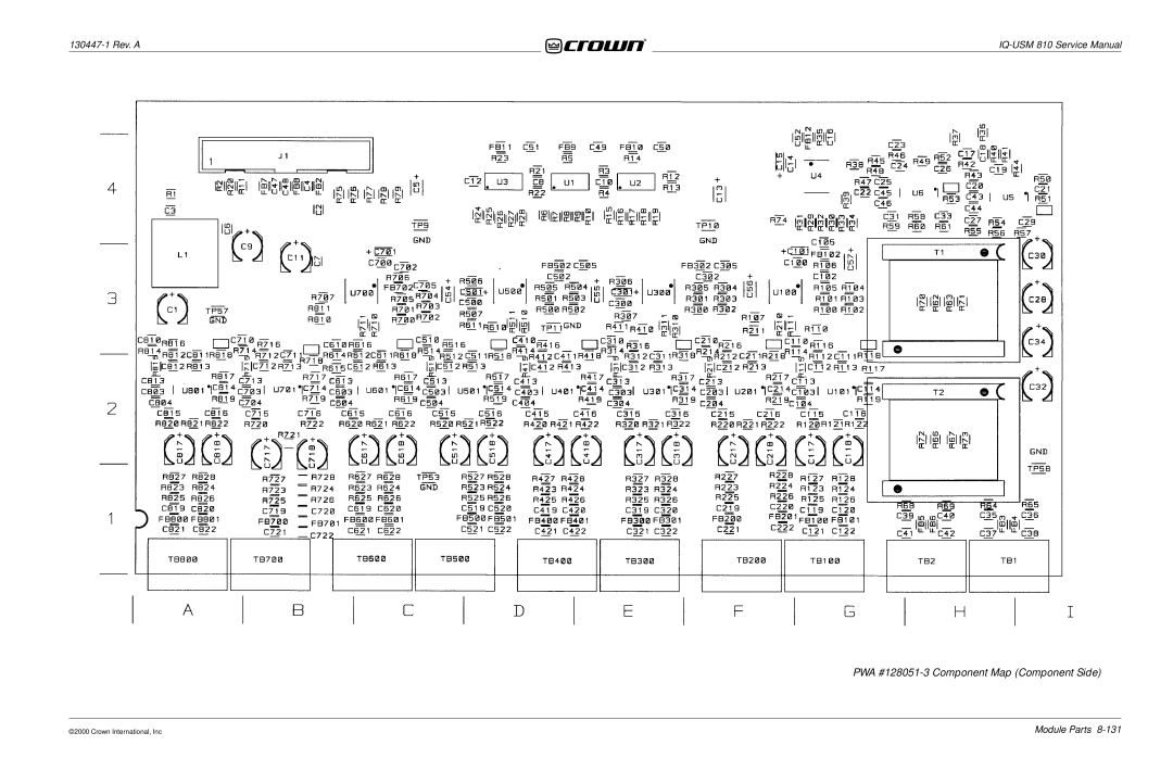 Crown Audio IQ-USM 810 service manual PWA #128051-3 Component Map Component Side 