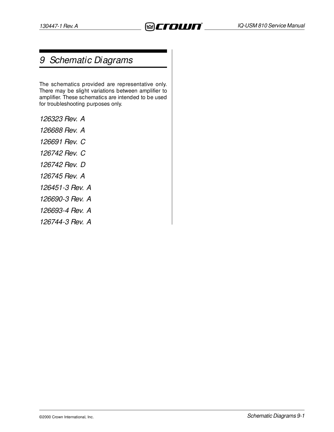 Crown Audio IQ-USM 810 service manual Schematic Diagrams 