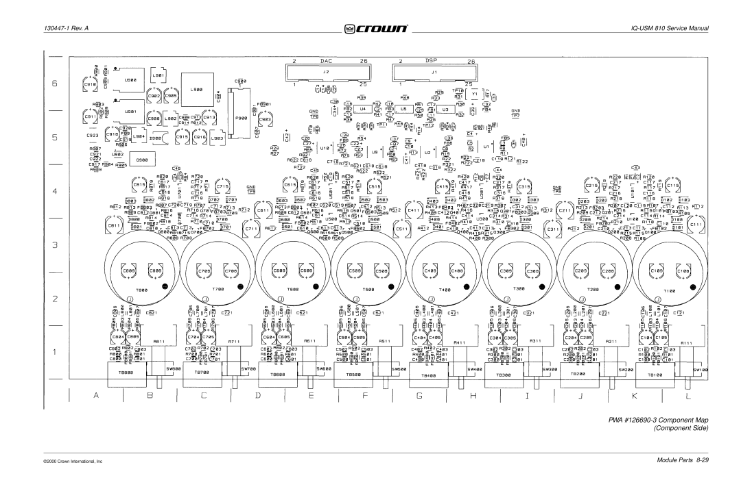 Crown Audio IQ-USM 810 service manual PWA #126690-3 Component Map Component Side 