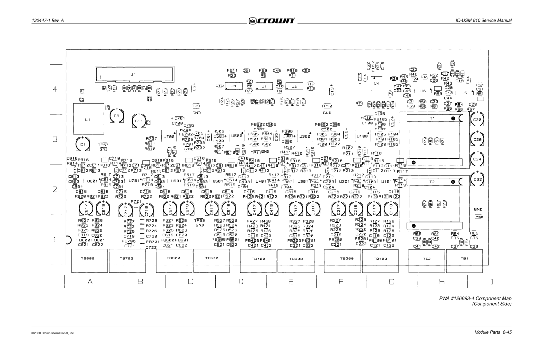 Crown Audio IQ-USM 810 service manual PWA #126693-4 Component Map Component Side 