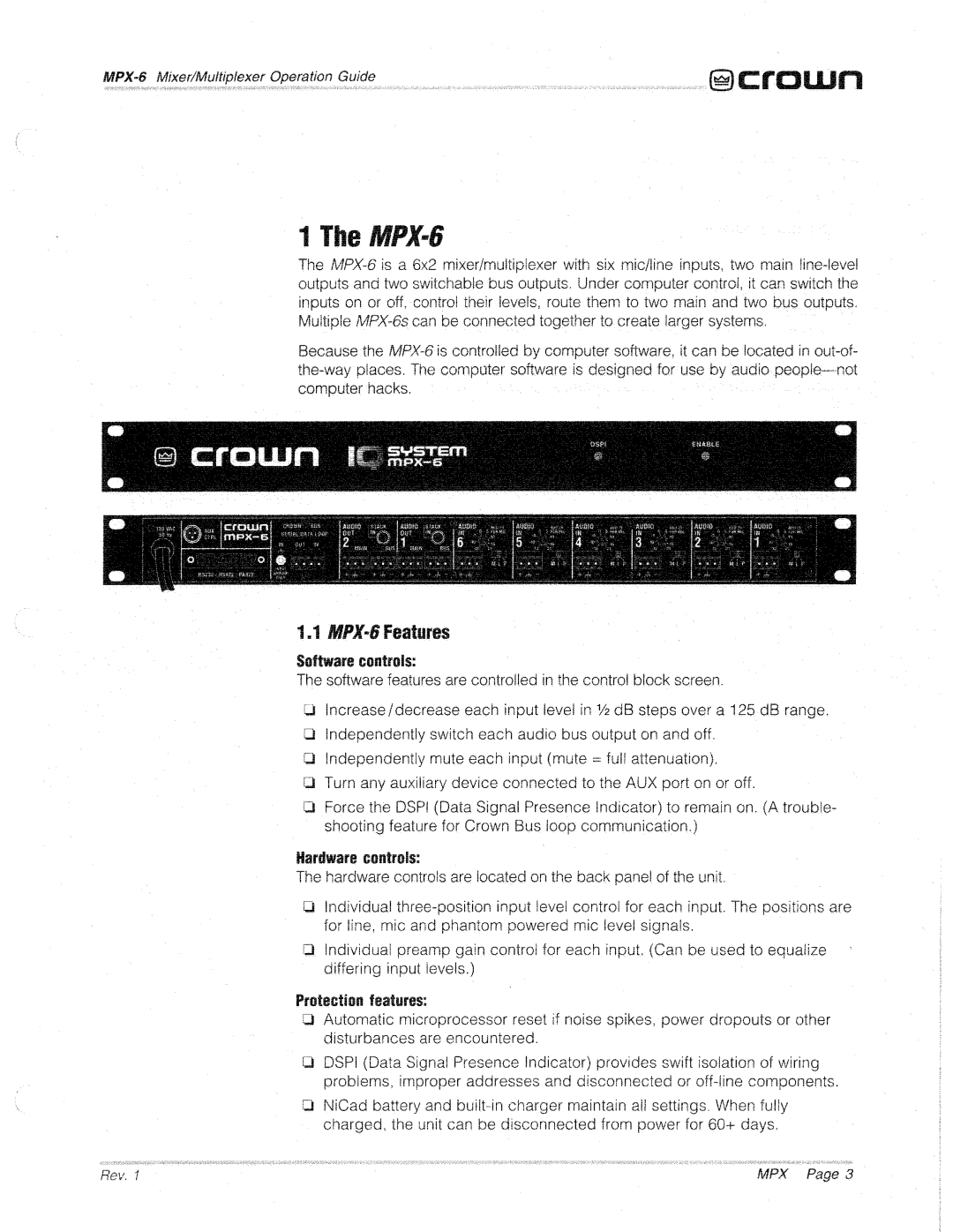 Crown Audio MPX-6 manual 