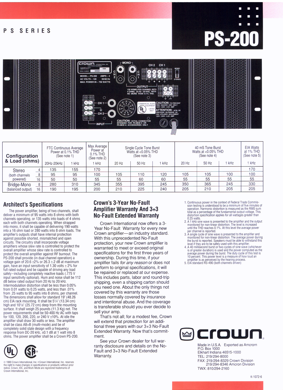Crown Audio PS-200 manual 