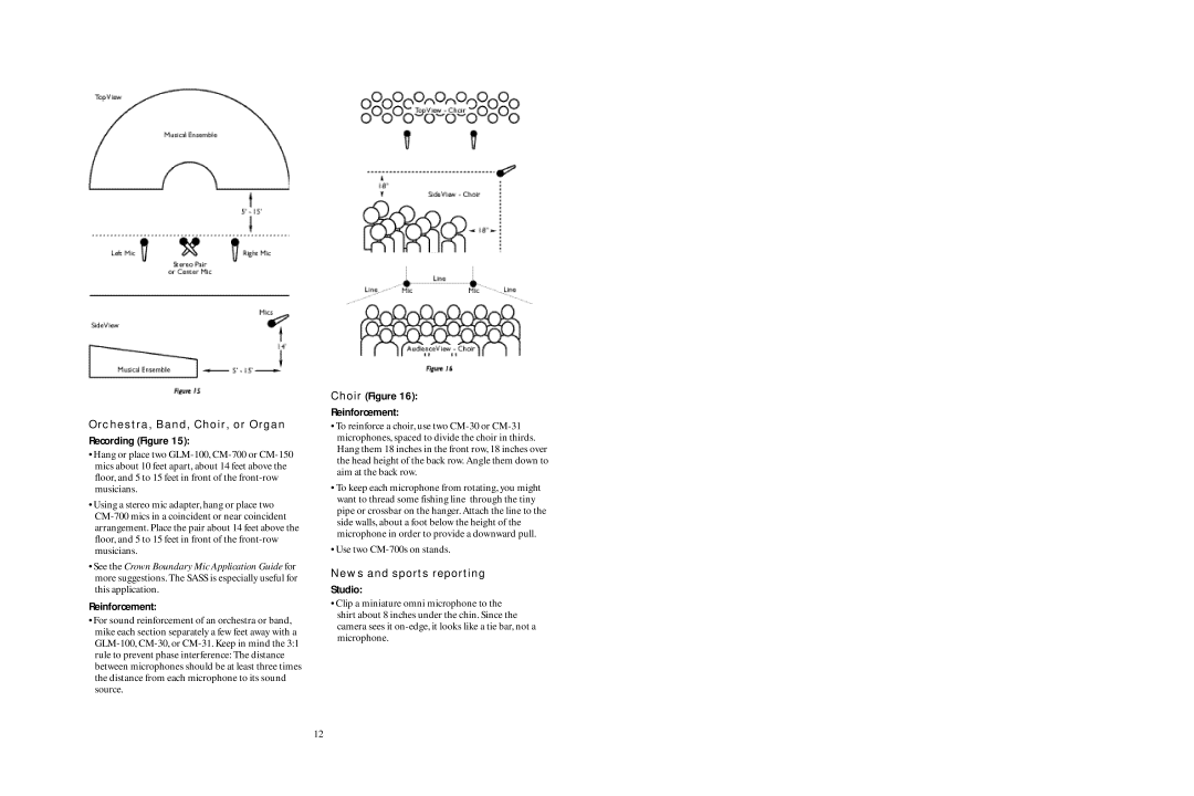 Crown Audio SASS manual Band, C oir, or Organ 