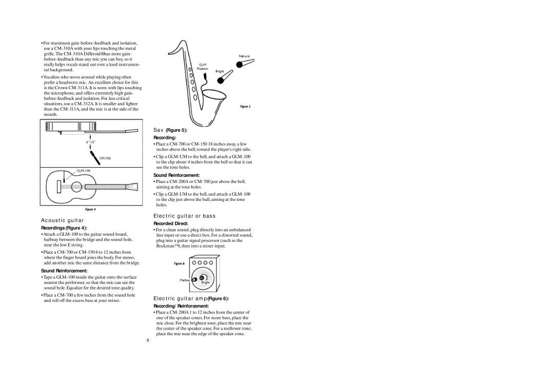 Crown Audio SASS manual Acoustic itar 