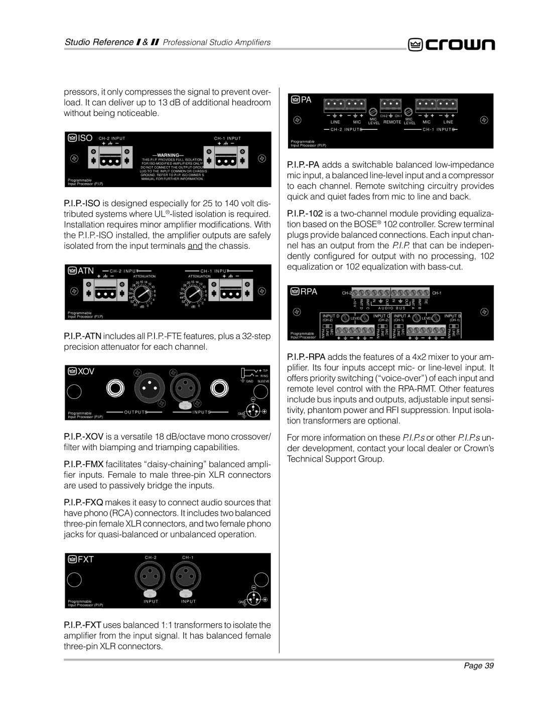 Crown Audio STUDIO AMPLIFIER owner manual Fxt 