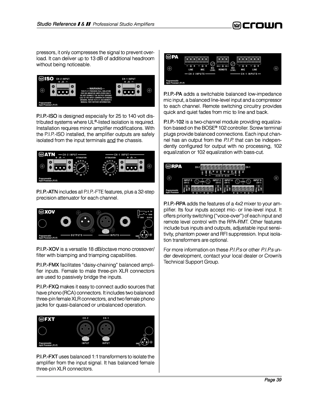 Crown Audio STUDIO AMPLIFIER owner manual Atn+ 