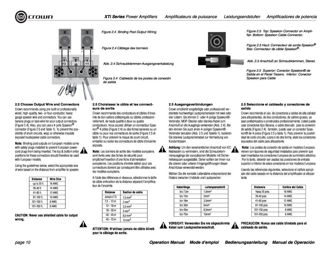 Crown Audio XTi 4000 operation manual XTi Series Power Amplifiers, Amplificateurs de puissance, Leistungsendstufen, page 