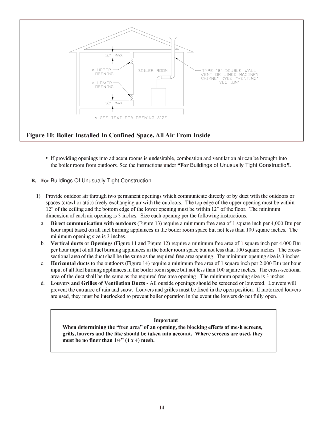 Crown Boiler 16-325 500506 manual 1614, For Buildings Of Unusually Tight Construction 