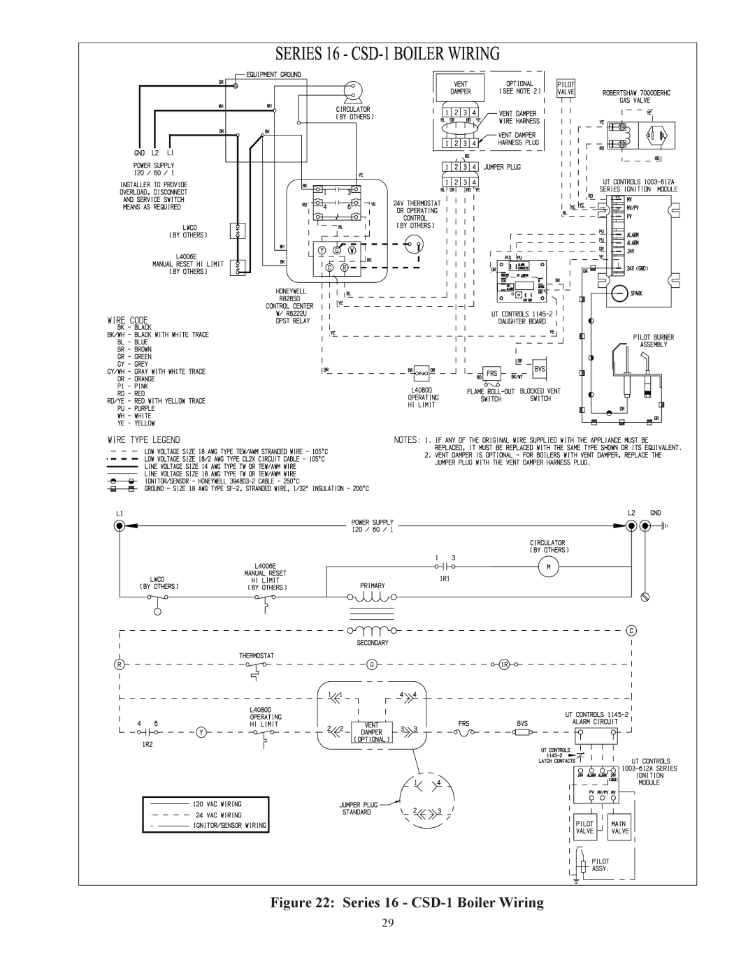 Crown Boiler 16-325 500506 manual Series 16 CSD-1 Boiler Wiring, 3129 