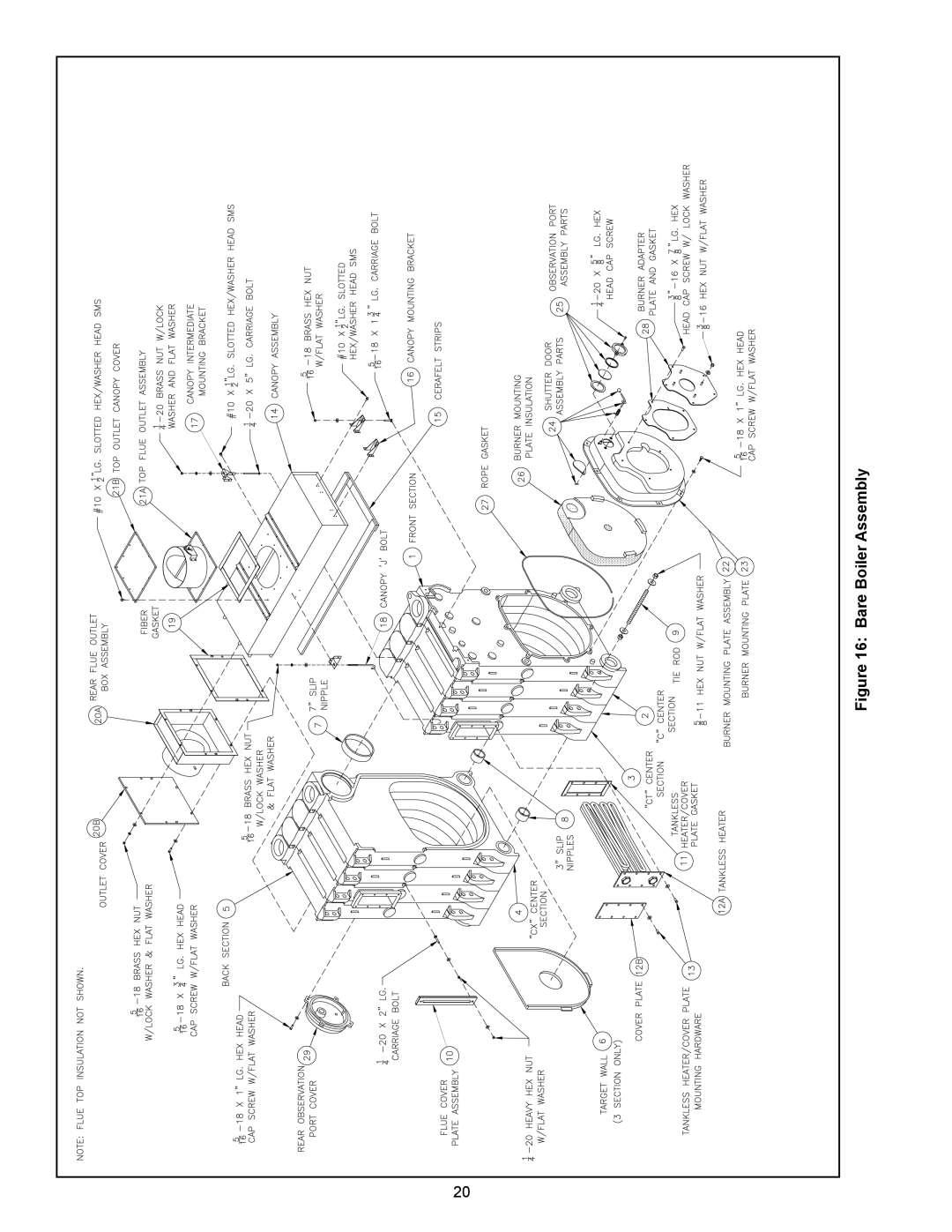 Crown Boiler 24-11, 24-10, 24-08, 24-12, 24-06, 24-05, 24-09, 24-03, 24-04, 24-07 installation instructions Bare Boiler Assembly 