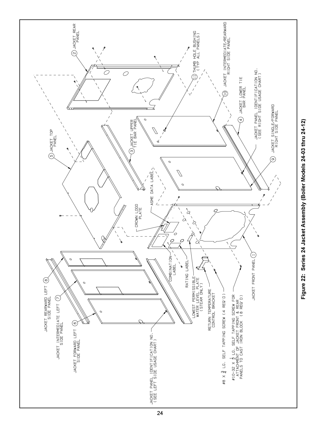 Crown Boiler 24-06, 24-11, 24-10, 24-08, 24-12, 24-05, 24-09, 24-04, 24-07 Series 24 Jacket Assembly Boiler Models 24-03 thru 