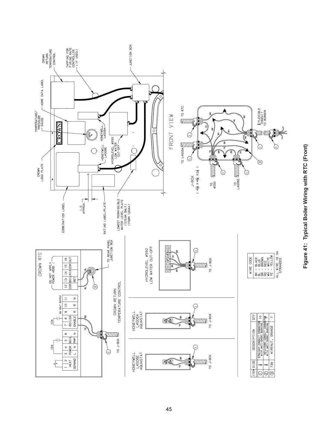 Crown Boiler 24-05, 24-11, 24-10, 24-08, 24-12, 24-06, 24-09, 24-03, 24-04, 24-07 Typical Boiler Wiring with RTC Front 