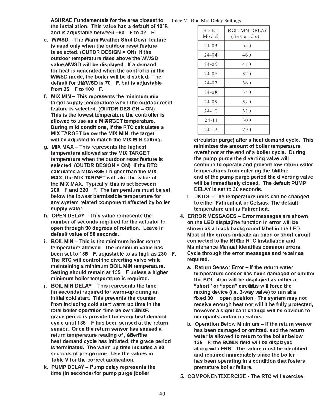 Crown Boiler 24-07, 24-11, 24-10, 24-08, 24-12, 24-06, 24-05, 24-09, 24-03, 24-04 installation instructions Boil MIN Delay 