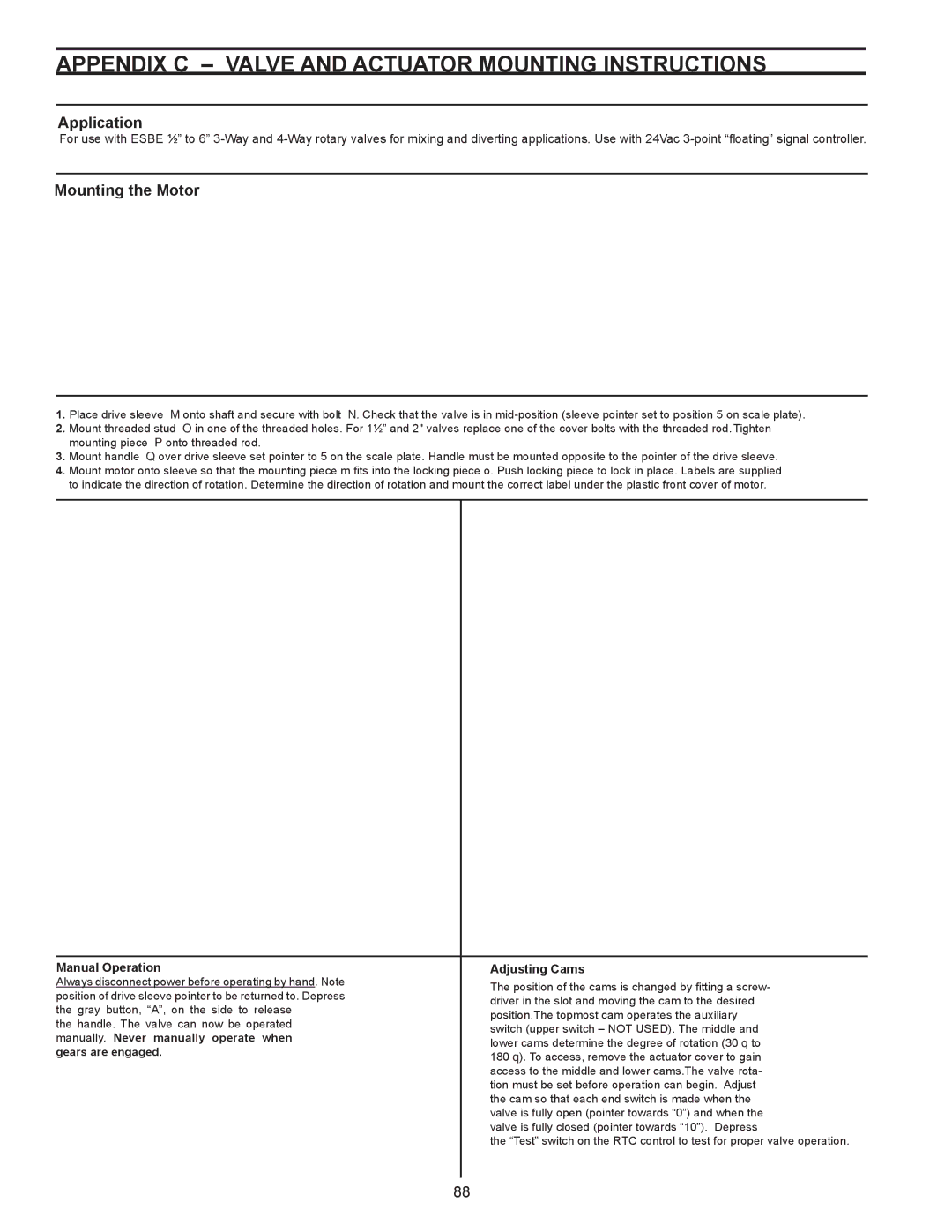 Crown Boiler 24-04, 24-11, 24-10, 24-08, 24-12, 24-06, 24-05 Appendix C Valve and Actuator Mounting Instructions, Application 