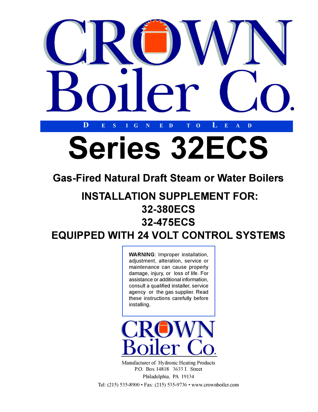 Crown Boiler 32-380ECS, 32-475ECS manual Series 32ECS 