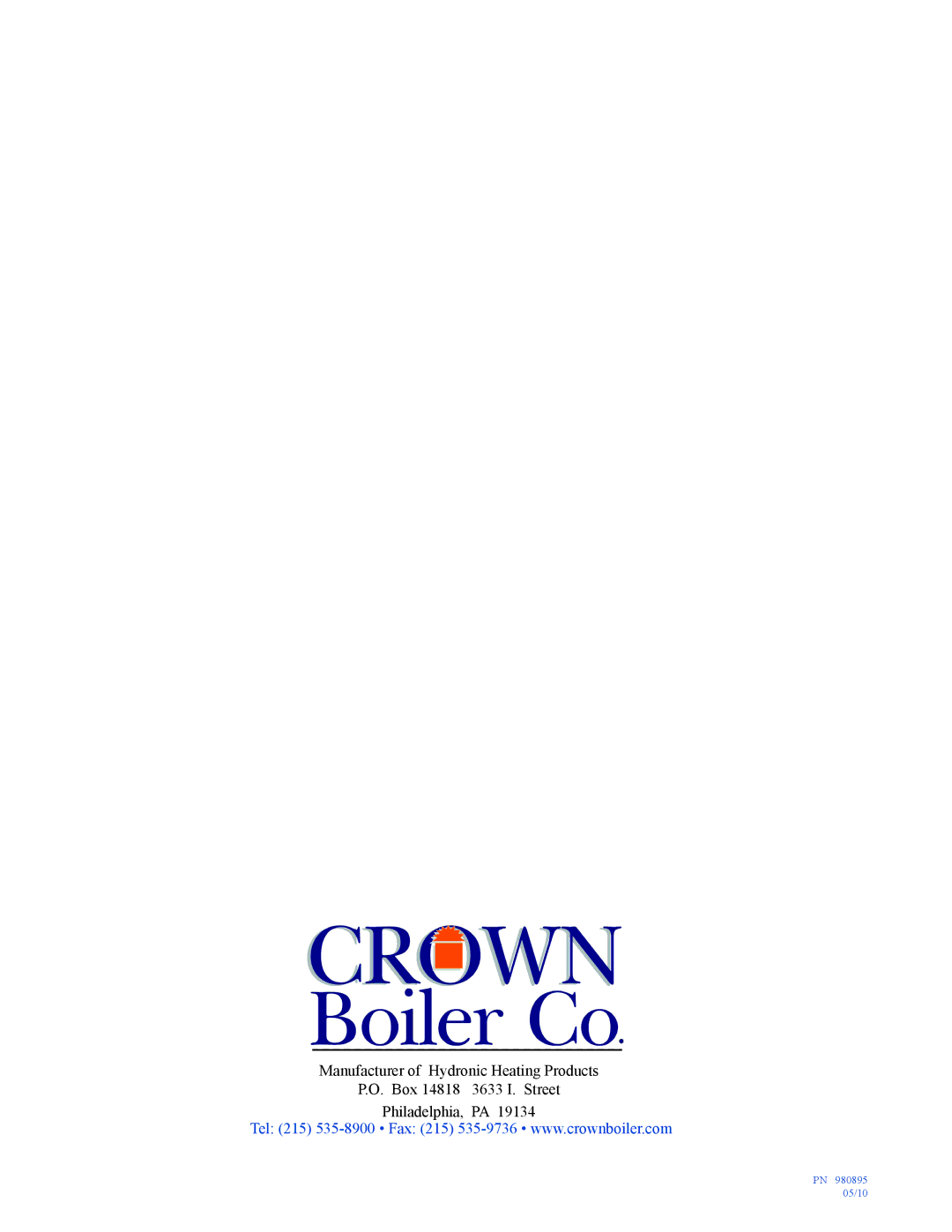 Crown Boiler 32-475ECS, 32-380ECS manual PN 980895 05/10 