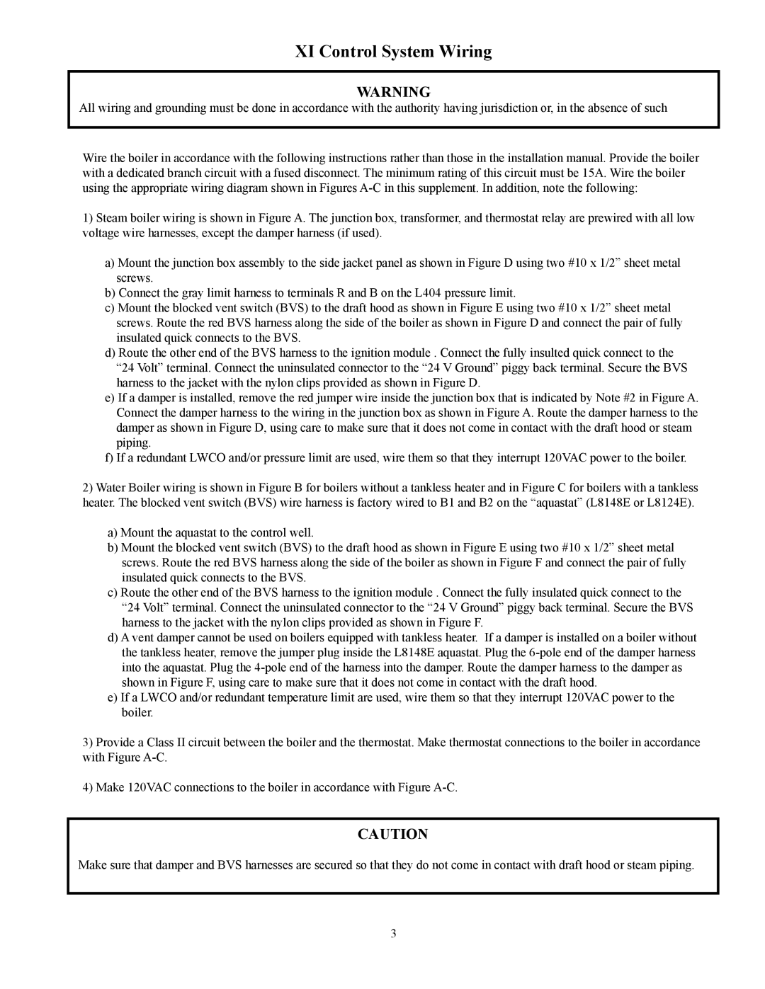 Crown Boiler 32-380ECS, 32-475ECS manual XI Control System Wiring 