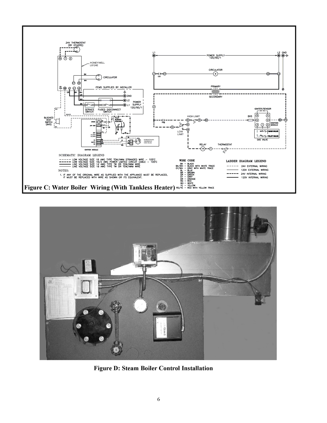 Crown Boiler 32-475ECS, 32-380ECS manual Figure C Water Boiler Wiring With Tankless Heater 