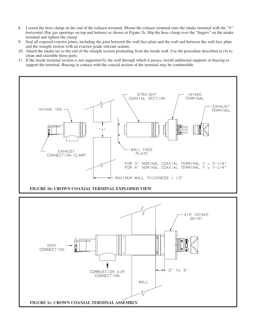 Crown Boiler 50-004, 50-003 installation instructions Crown Coaxial Terminal Exploded View 