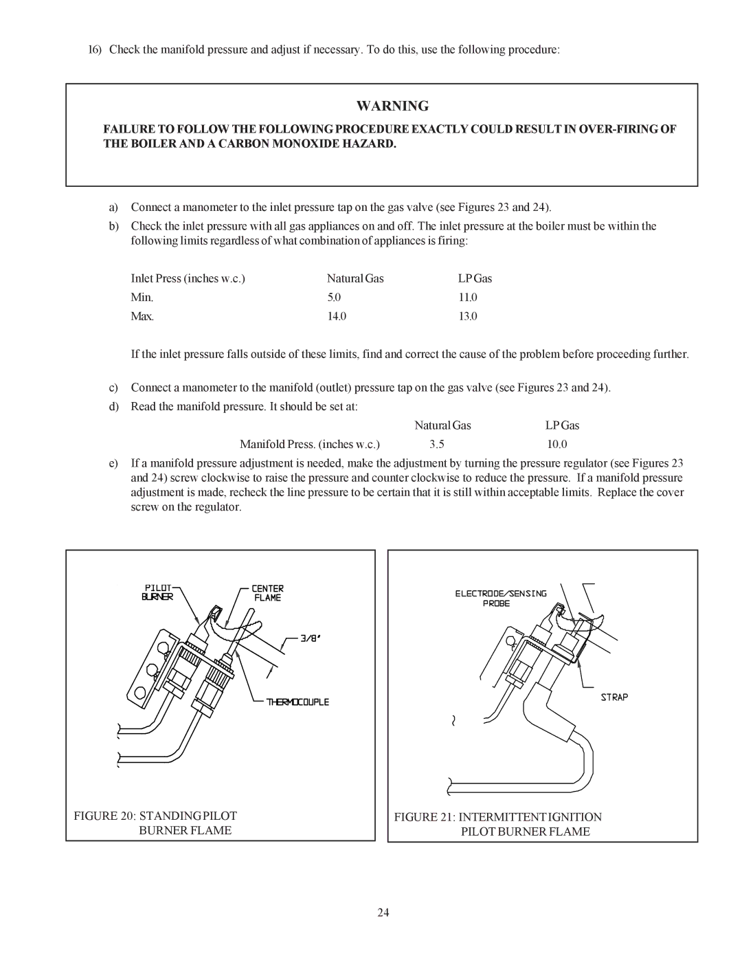 Crown Boiler BSI138, BSI241, BSI276, BSI345, BSI379, BSI103, BSI172, BSI069, BSI207, BSI310 Standing Pilot Burner Flame 