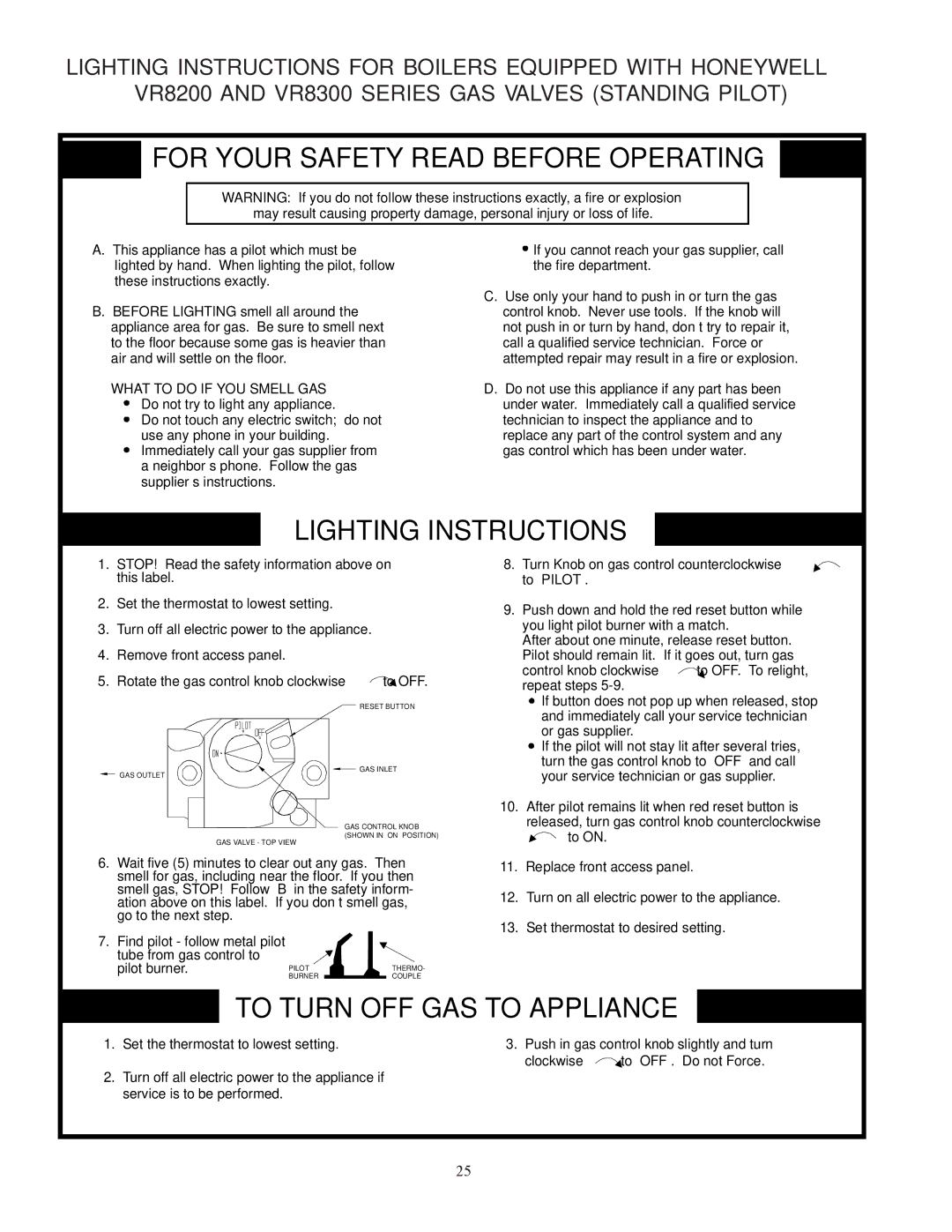 Crown Boiler BSI172, BSI241, BSI276, BSI345, BSI379, BSI103, BSI138, BSI069, BSI207, BSI310 For Your Safety Read Before Operating 