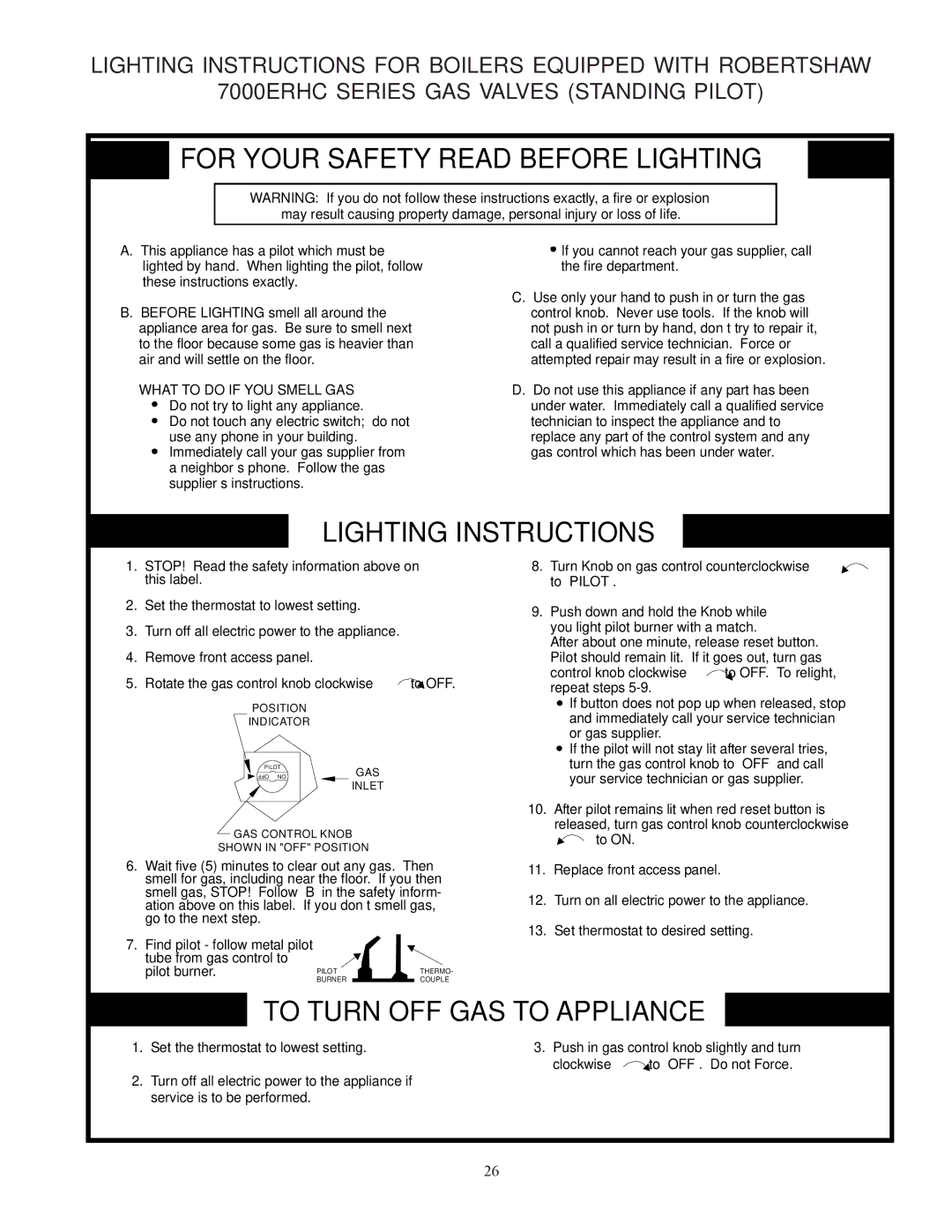 Crown Boiler BSI069, BSI241, BSI276, BSI345, BSI379, BSI103, BSI138, BSI172, BSI207, BSI310 For Your Safety Read Before Lighting 