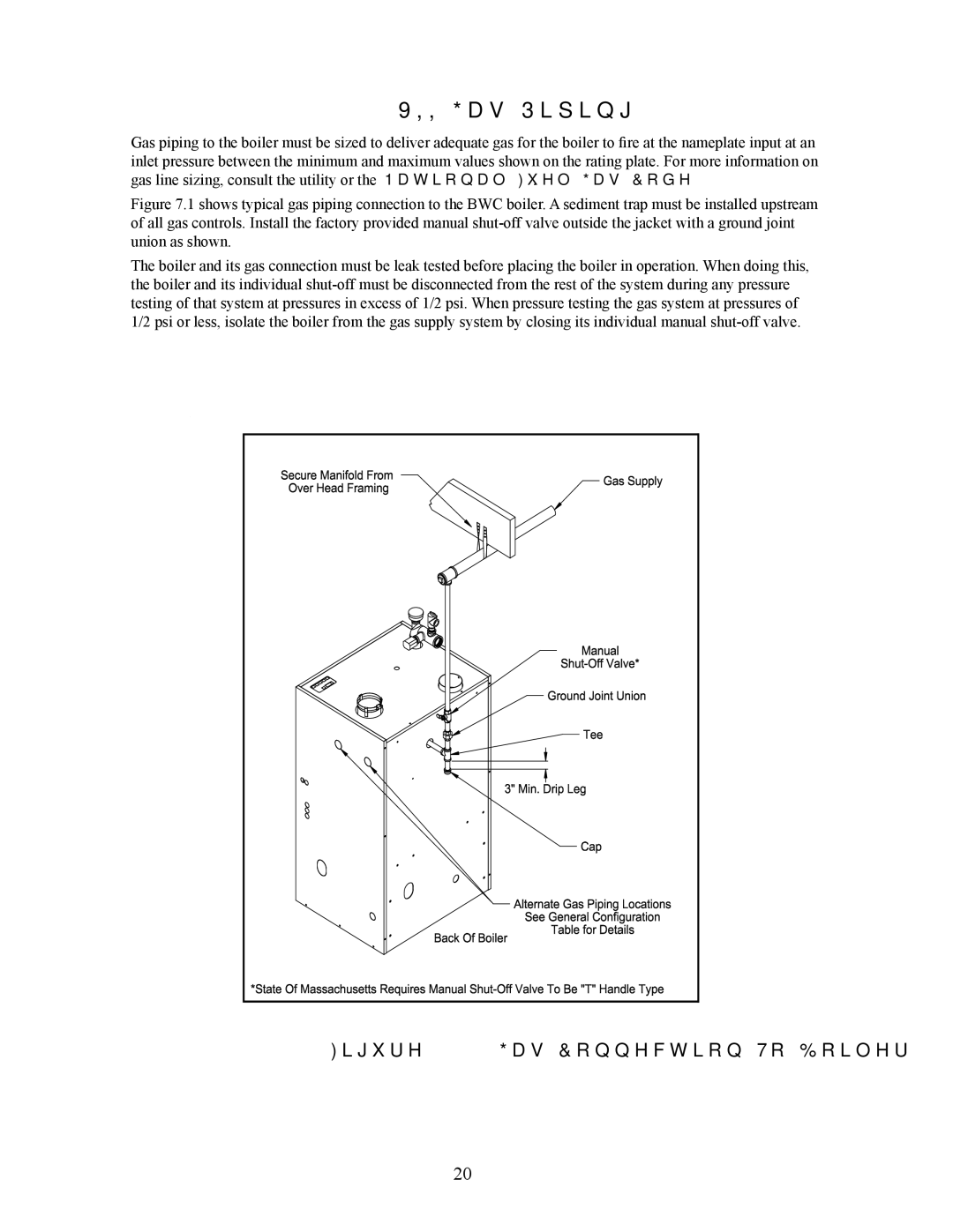 Crown Boiler BWC Series installation instructions VII Gas Piping, Gas Connection To Boiler 