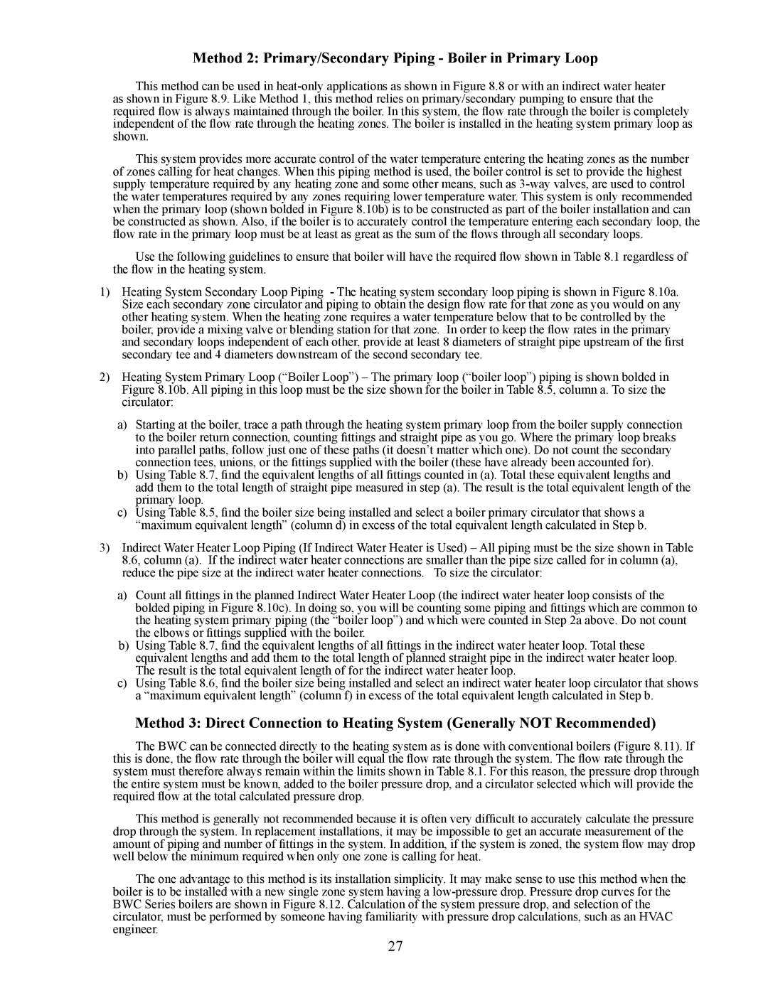 Crown Boiler BWC Series installation instructions Method 2 Primary/Secondary Piping Boiler in Primary Loop 