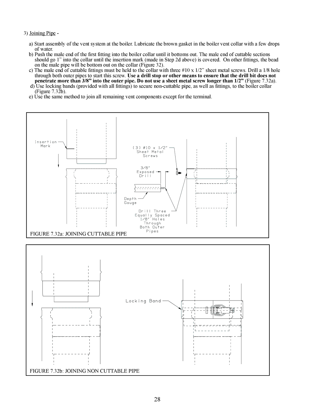 Crown Boiler BWC090, BWC120, BWC070 installation manual 32a Joining Cuttable Pipe 