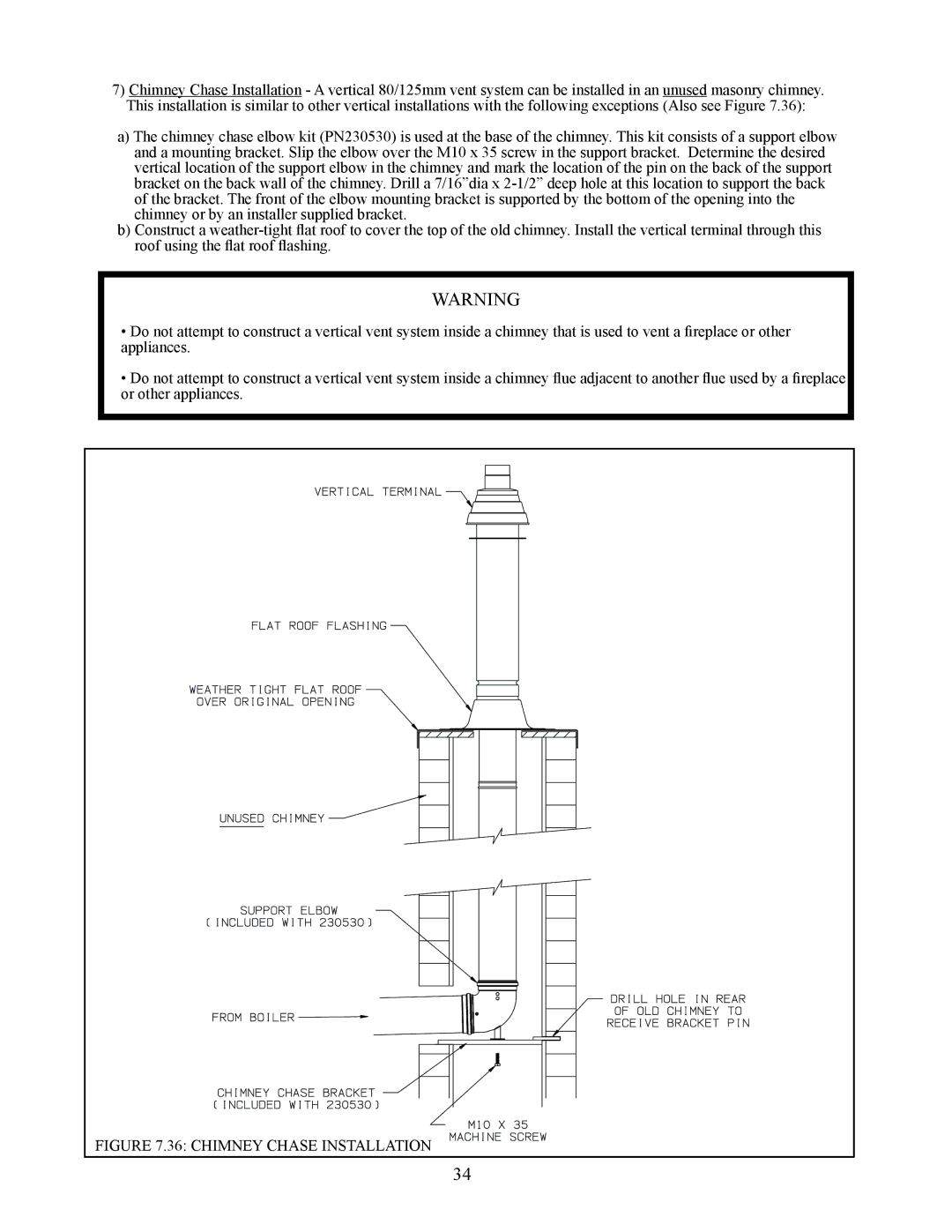 Crown Boiler BWC090, BWC120, BWC070 installation manual Chimney Chase Installation 