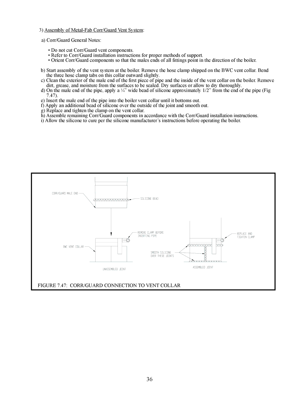 Crown Boiler BWC120, BWC090, BWC070 installation manual CORR/GUARD Connection to Vent Collar 