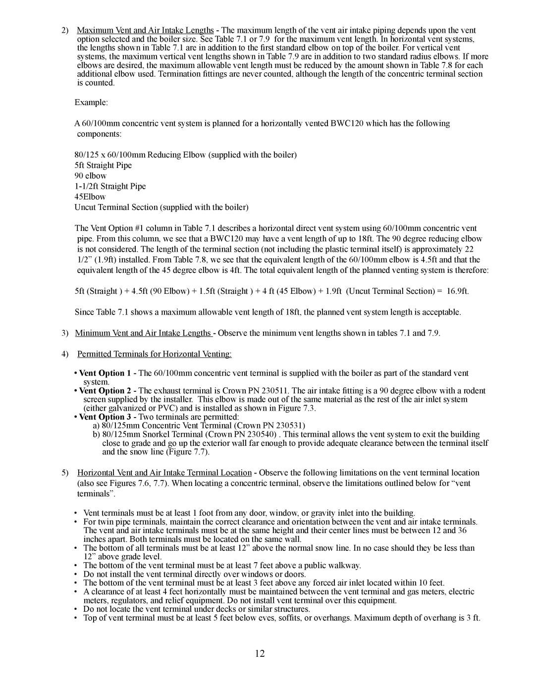 Crown Boiler BWC120, BWC090, BWC070 installation manual 