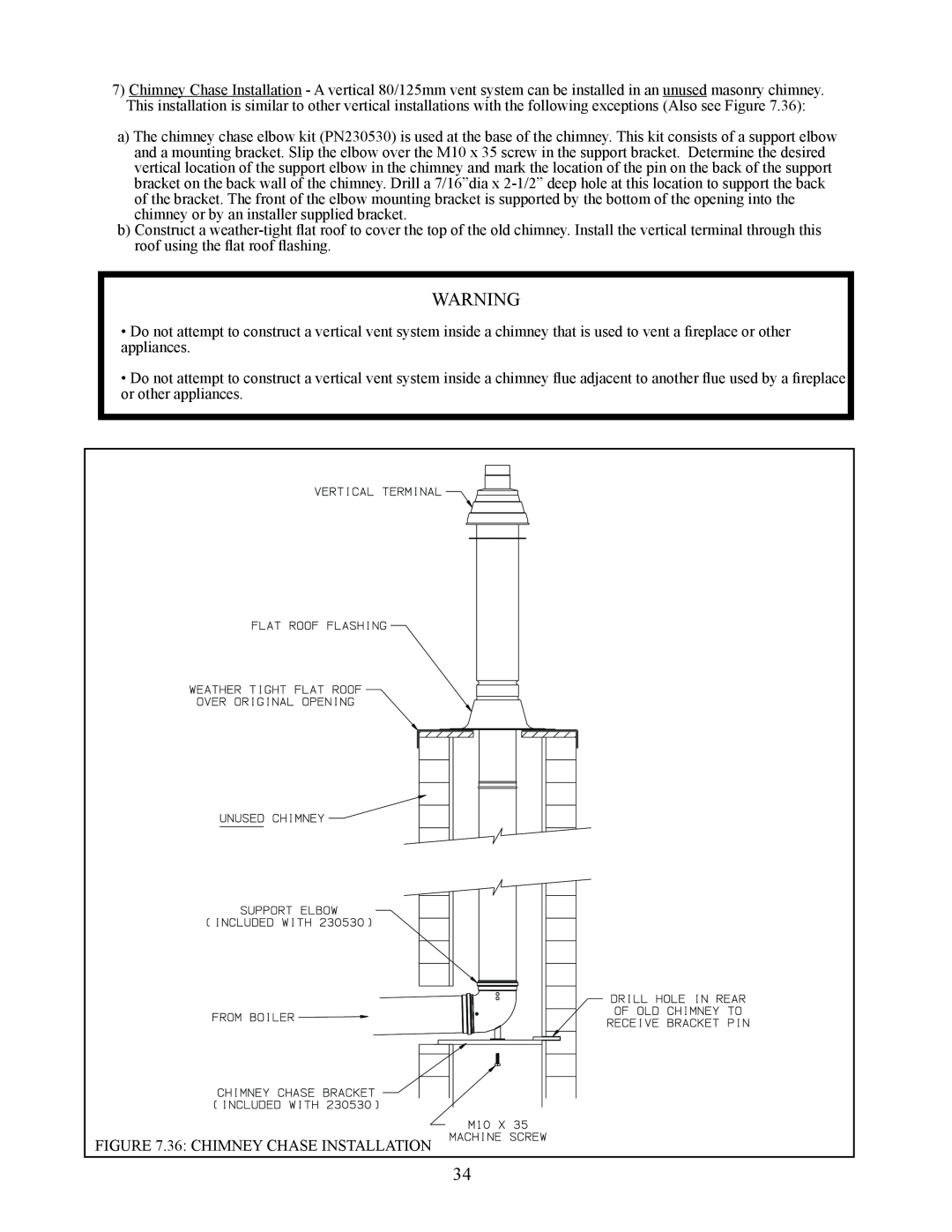 Crown Boiler BWC090, BWC120, BWC070 installation manual 36 CHIMNEY CHASE INSTALLATION 