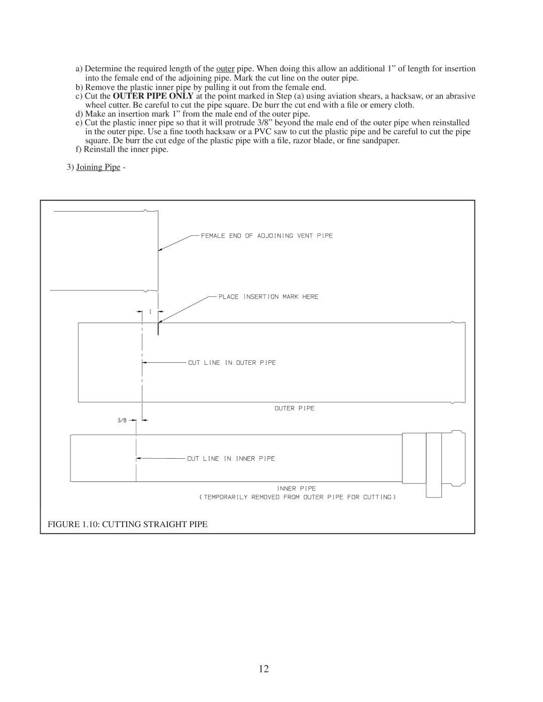 Crown Boiler BWC150/225 installation instructions Cutting Straight Pipe 