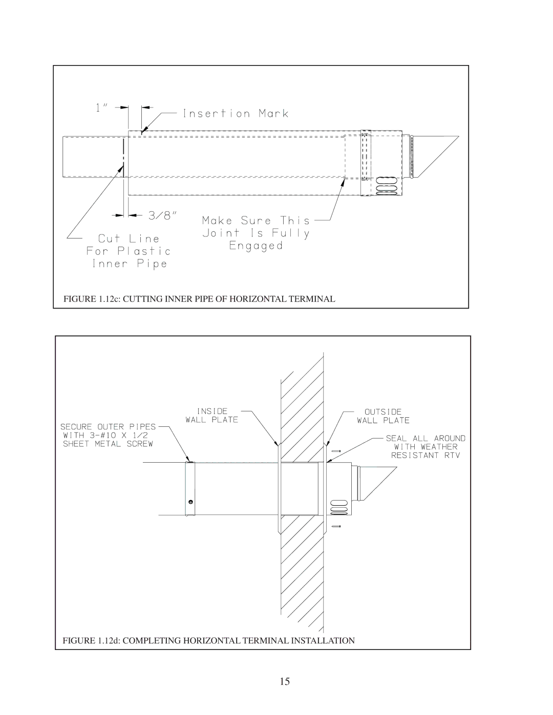 Crown Boiler BWC150/225 installation instructions 12c Cutting Inner Pipe of Horizontal Terminal 