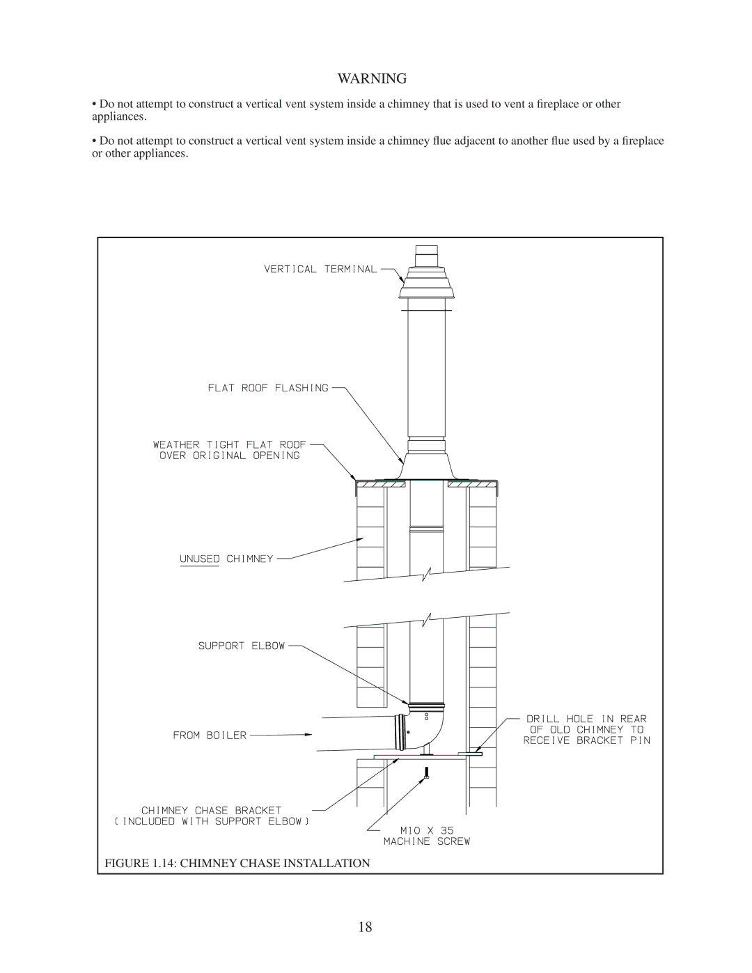 Crown Boiler BWC150/225 installation instructions Chimney Chase Installation 