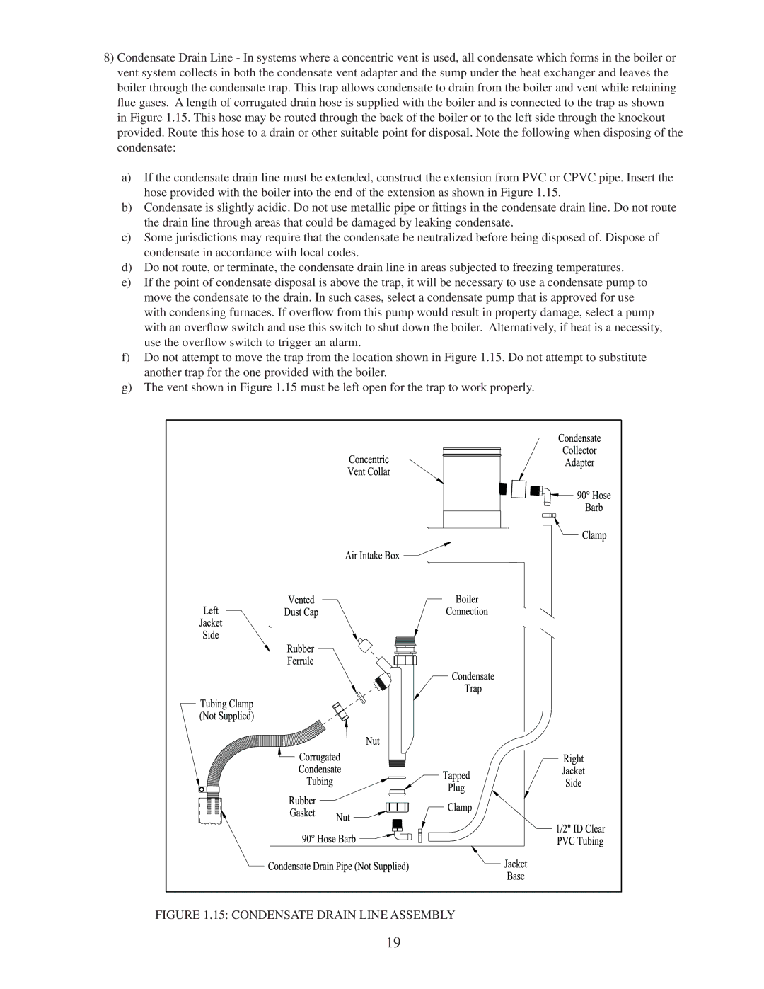 Crown Boiler BWC150/225 installation instructions Condensate Drain Line Assembly 