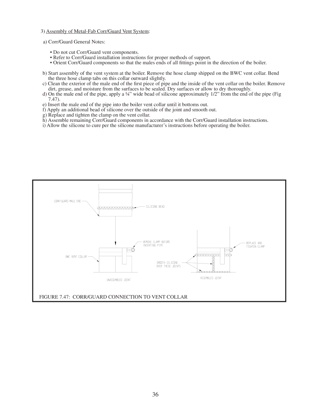 Crown Boiler BWC151 manual CORR/GUARD Connection to Vent Collar 