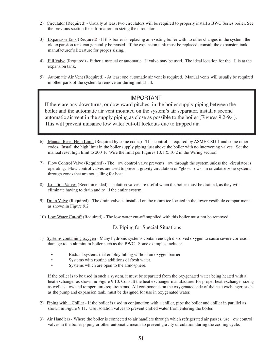 Crown Boiler BWC151 manual Piping for Special Situations 