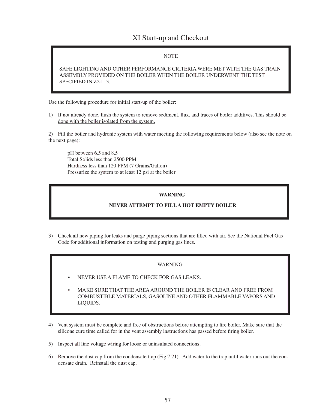 Crown Boiler BWC151 manual XI Start-up and Checkout 