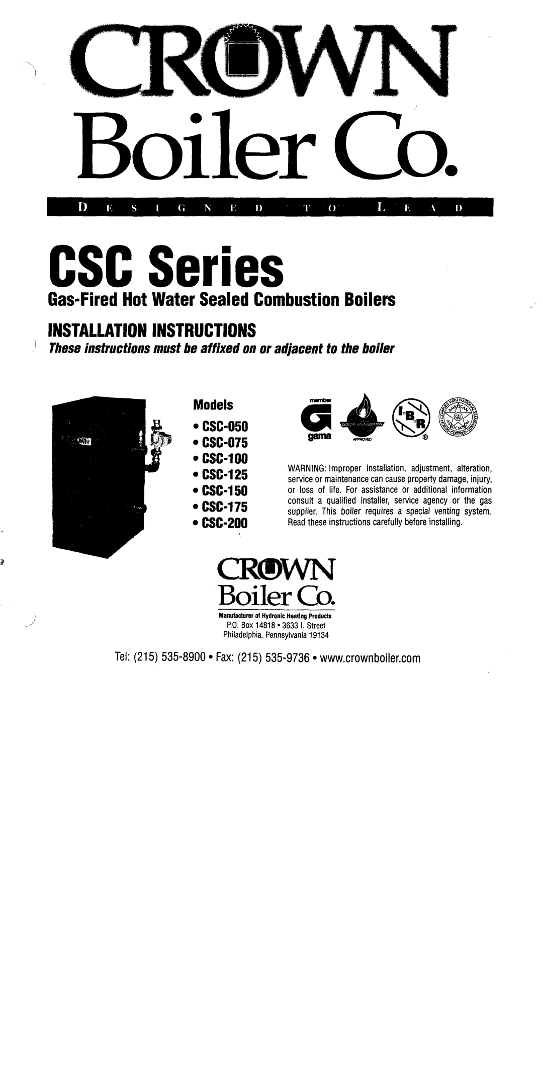 Crown Boiler CSC Series manual 