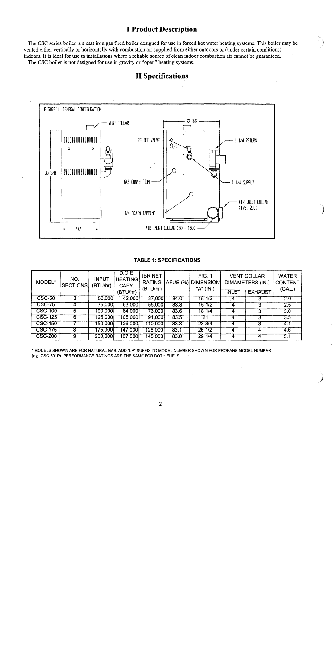 Crown Boiler CSC Series manual 