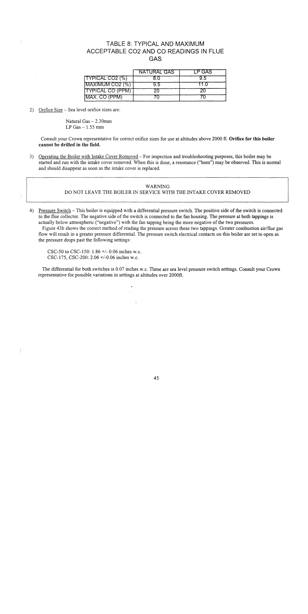 Crown Boiler CSC Series manual 