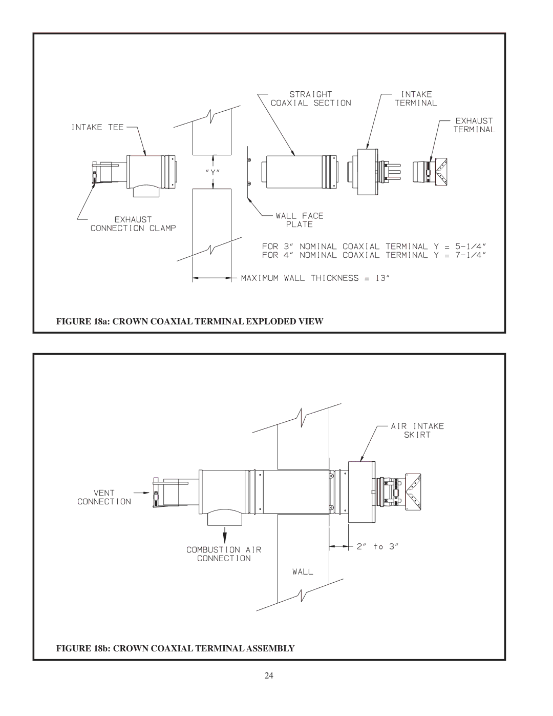 Crown Boiler CWD060, CWD083, CWD220, CWD165, CWD138, CWD193, CWD245, CWD110 Crown Coaxial Terminal Exploded View 