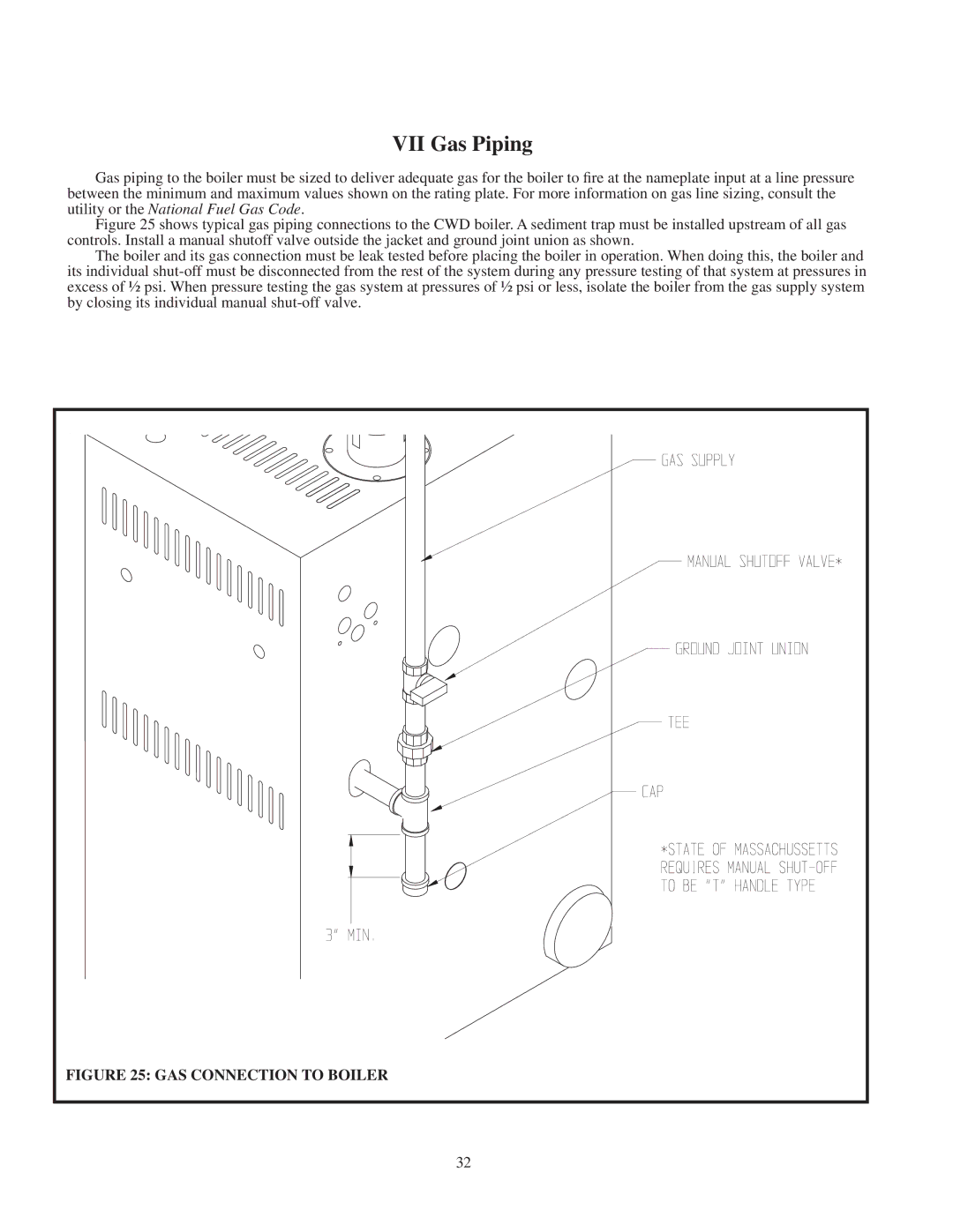 Crown Boiler CWD060, CWD083, CWD220, CWD165, CWD138, CWD193, CWD245, CWD110 VII Gas Piping, GAS Connection to Boiler 