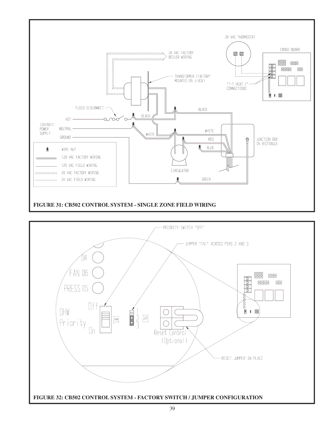 Crown Boiler CWD220, CWD083, CWD060, CWD165, CWD138, CWD193, CWD245, CWD110 CB502 Control System Single Zone Field Wiring 