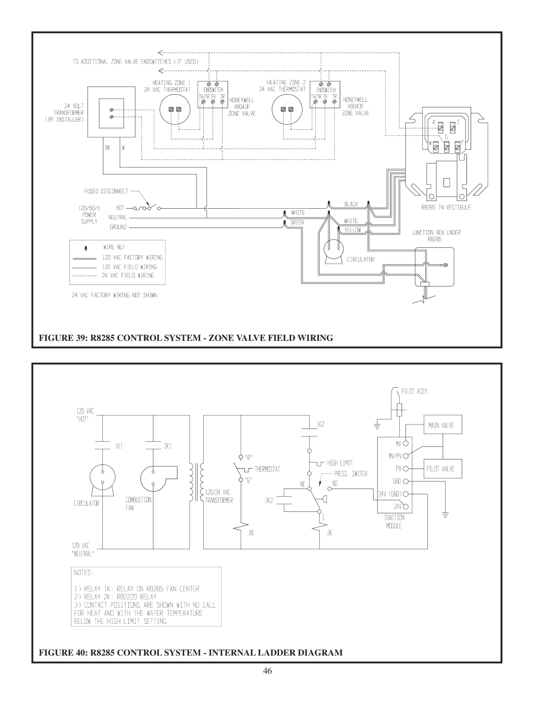 Crown Boiler CWD083, CWD220, CWD060, CWD165, CWD138, CWD193, CWD245, CWD110 R8285 Control System Zone Valve Field Wiring 