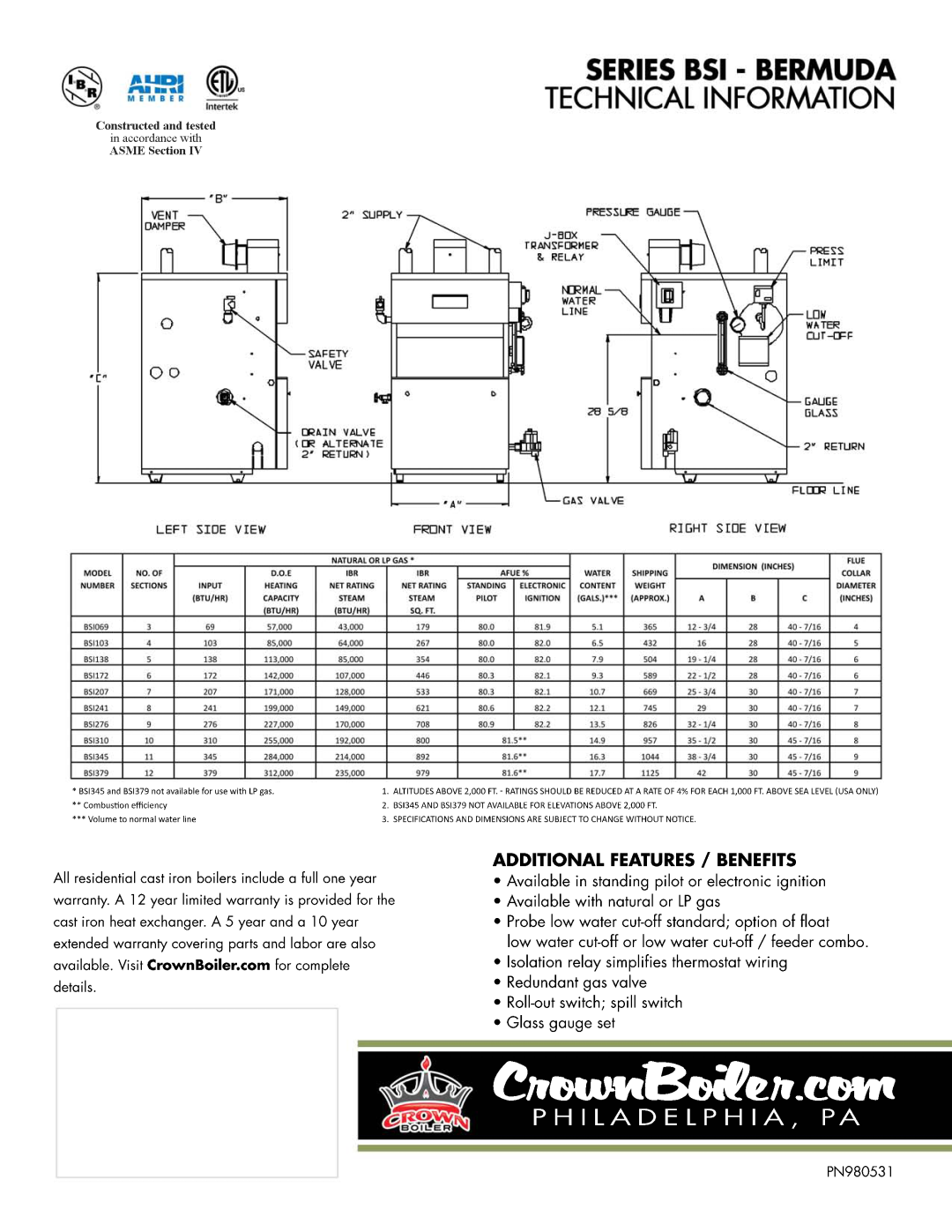 Crown Boiler HTR3465 manual 