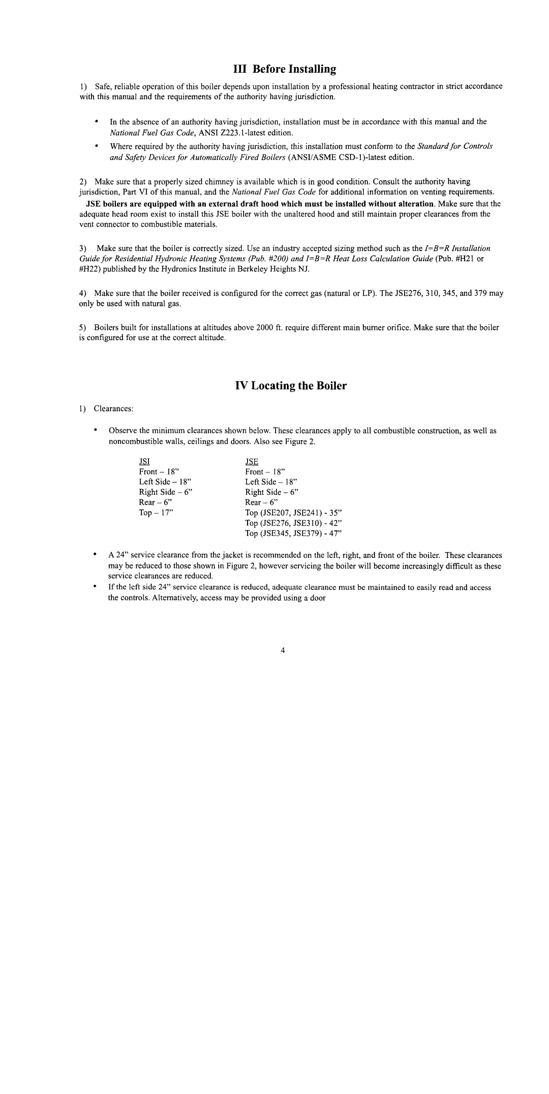 Crown Boiler JSE276, JSI172, JSE310, JSI103, JSE379, JSE345, JSE241, JSI069, JSI138, JSE207 manual 